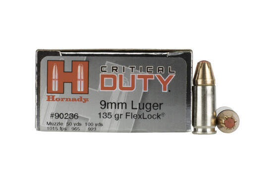 Hornady Critical Duty 9mm 135gr FlexLock Ammo comes in a box of 25